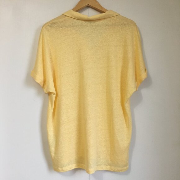 Olsen Cosima Media Sun-Yellow Relaxed Fit 100% Linen Tunic T-Shirt - Picture 2 of 12
